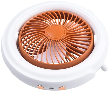 Ventilador de escritorio recargable por USB con luz nocturna, batería de 1200 mAh, 3 velocidades, ventilador de techo de pie para montaje en pared para uso en casa y oficina