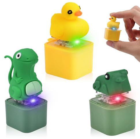 Fidget leksak anka nyckelring, lysande groda anti-stress ödla klicker leksak med ljud för att lindra stress och ångest, roliga prylar stressminskning djur antistress spel (C)
