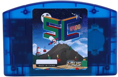 Annadue Cartouche Flash Open Source, Chariot Flash Open Source N64 avec Support 64DD, Sauvegarde Automatique, Cartouche de Carte de Jeu pour Console de Jeu Vidéo N64 (bleu transparent)