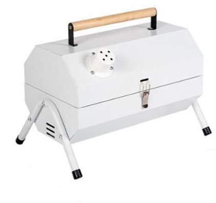 Gril de Table Portable Double Face, Barbecue Pliable Et Portatif avec Système de Ventilation, Pieds Triangulaires Stables pour L'extérieur Et Le Jardin(White)