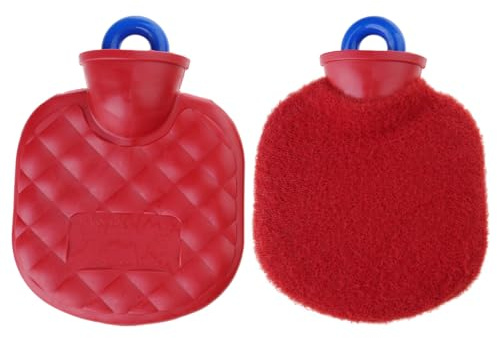 Bolsa de agua caliente caliente de invierno con cubierta de felpa para retención de calor, calentador de cama, dispositivo de calentamiento de manos, botella caliente para días fríos, bolsa caliente