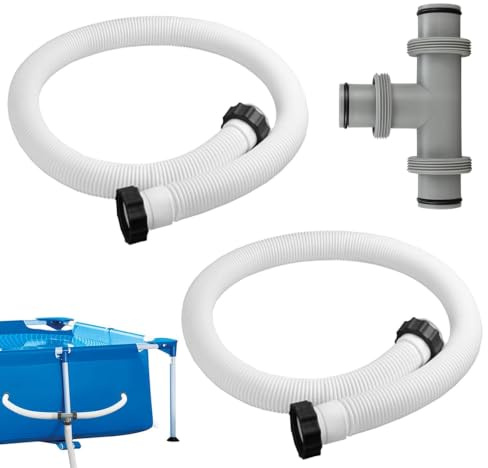 Poolschlauch 38mm,2 Stück Schlauch für Poolpumpe 150cm,Schwimmbadschlauch,mit 3 Wege Schlauchverbinder,Poolpumpenschlauch,für Poolpumpe Filterpumpe Schwimmbad