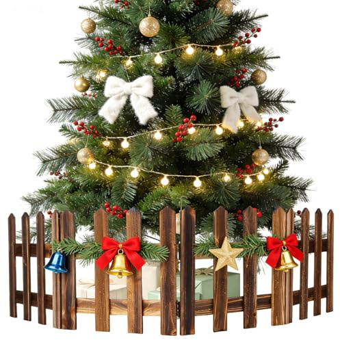 CORHAD Recinzione Stile Semplice ed Elegante in Legno Decorativa Atmosfera Festiva Solida per Albero di Natale Miniatura per Aree Verdi Incantate