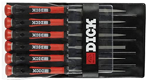 F. DICK Nadelfeilensatz 6tlg. 140 mm (Feilen für allgemeine Arbeiten, Hieb 2, Stahl, Stahllegierungen, nicht schmierende Weichmetalle) 2160142-2K