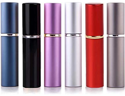 Pack of 6 6ml Portable Small Refillable Perfume Scent Aftershave Atomizer Empty Spray Bottle with 2 Funnel Filler for Travel Handbag