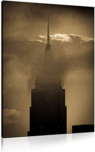 Akustikbild New York Wolkenkratzer in Wolken 60 x 90 x 3 cm | AbsorPic Foto Premium | Breitband Schall-Absorber verbessert die Raumakustik | viele Größen | Made in GERMANY, Köln