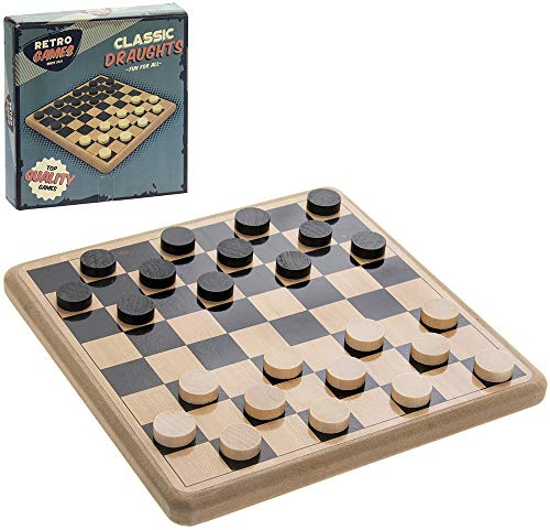 Retro Games | Draughts | 1 Piece - 21x21x5 cm, Cream and Black