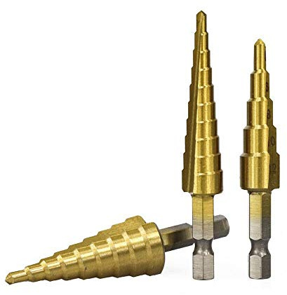 Vogueing Tool - Foret étagé conique en acier rapide avec revêtement en titane, rainuré pour bois, métal, acier inoxydable, or