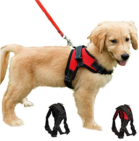 Dog Harness No Pull Adjustable Puppy Vest Harness Small Dog Mesh Breathable Soft Padded Pet Chest Strap (XS, Red)