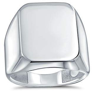 Klassische Executive Geometrische Anpassen Gravieren Einfache Große Rechteck Personalisieren Initialee Monogramm Siegelring Für Männer Poliert Glanz .925 Sterling Silber