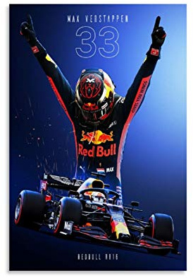 Huangchen Weltmeister-Poster F1 Racing Driver Max Verstappen, Leinwand-Kunstposter und Wandkunst, Bild, moderner Druck, Schlafzimmer, Dekoration, Poster, 60 x 90 cm