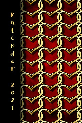 Kalender 2021: Kalender Herz 2021, Terminplaner für Frauen Design: goldene Herzen, Samt