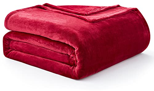 EHEYCIGA Kuscheldecke flauschig, weiche warme Fleecedecke 130x165 als Decke Sofa, Wohndecke oder Couchdecke überwurf, Dunkelrot