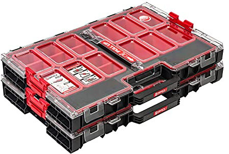 PAFEN 2 x boîtes de rangement grande taille L avec compartiments amovibles – 12 cubes extensibles – Organiseur d'outils Magasin Boîte de tri avec couvercle, boîte de tri, boîte à outils