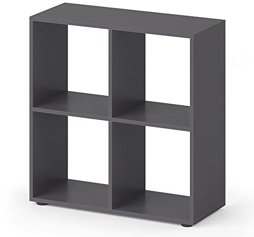 Vicco Raumteiler Tetra, stehendes Bücherregal, Grau, 72 x 72.6 cm