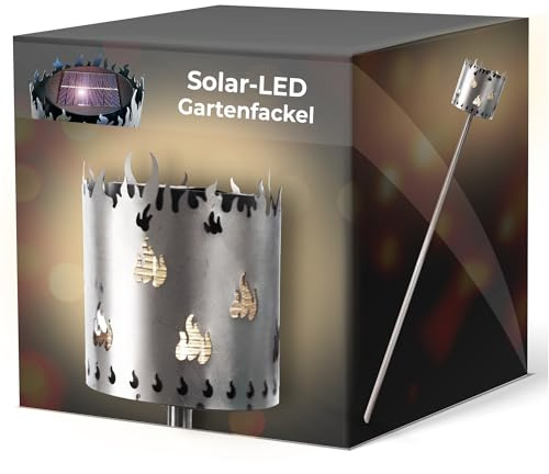 Gartenfackel LED Solar Motiv Flamme - Rost Lampe Gartenlampe LED Leuchte für draußen Gartenleuchte Fackel Garten