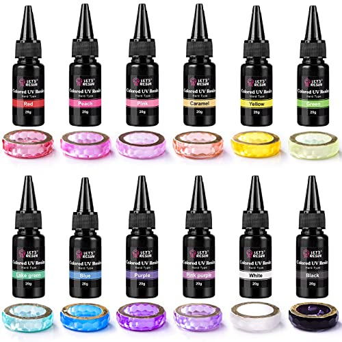 LET'S RESIN Epoxiharts i set med transparent ultraviolett epoxiharts, luktfritt, låg krympning, för hantverk, smyckestillverkning, dekoration (20 g)