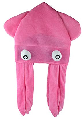 Proumhang Tintenfisch-Hut,Lustige Partyhüte,Lustige und verrückte Hüte,Meerestier-Hut,Halloween Party Zubehör 60cm x 30cm Rosa