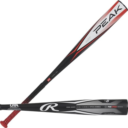 Rawlings Jungen Peak Baseballschläger, Schwarz/Rot, 31 Inch