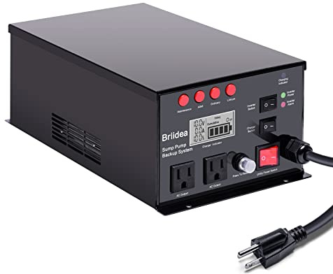 Briidea 1500W Sump Pump Battery Backup System - Auto Switches to Battery Inverter Power for Continuous Sump Pump Operation during Power Outages, Battery Not Include