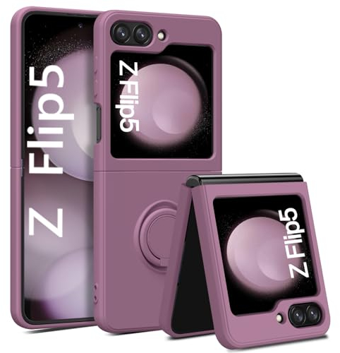 BENTOBEN für Samsung Galaxy Z Flip 5 5G Hülle Silikon Case Mit Ring Halter Handschnur, Samsung Z Flip 5 5G Handyhülle Slim Kratzfest Flüssigsilikon Gummi Hülle für Samsung Z Flip 5 5G 6.7'' Lavendel