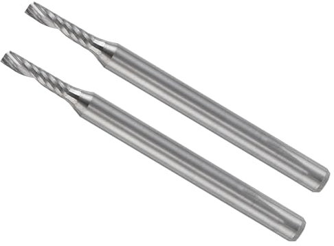 CoCud Spiral Schaftfräser, 1/8 Schaft 2mm x 8mm Vollhartmetall 1-Flöten CNC-Fräser Fräswerkzeuge - (Anwendungen: für Sperrholz Hartholz Kunststoff), 2 Stück