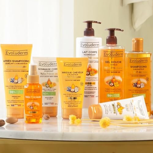 EVOLUDERM – Idée Cadeau - Routine Corps & Cheveux Huile Précieuse - 8 produits – Ingrédients d’Origine Naturelle – Végan – Fabrication Française