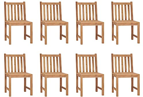 Gecheer 8X Teak Massiv Gartenstuhl Gartenmöbel Stuhl Stühle Holzstuhl Essstuhl Gartenstühle Balkonstuhl Terrassenstuhl Holzstühle Garten Campingstuhl 50 x 53 x 90 cm (B x T x H)
