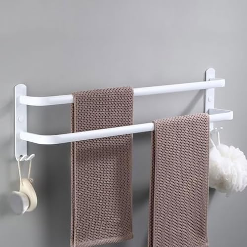 Handtuchhalter Wand mit 2 Haken Aluminium Handtuchstange Bad,Bohren und Ohne Bohren Handtuchhalter für Badezimmer und Küche