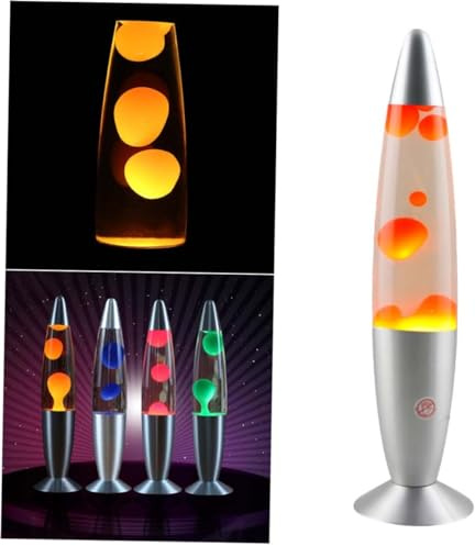 OSALADI 25w Lampe à Lave Métal Avec Base Alliage Aluminium Lumière Décorative Cire Orange Translucide Lampe Chevet Chambre Ambiance Nuit Éclairage Créatif Original Prise Eu