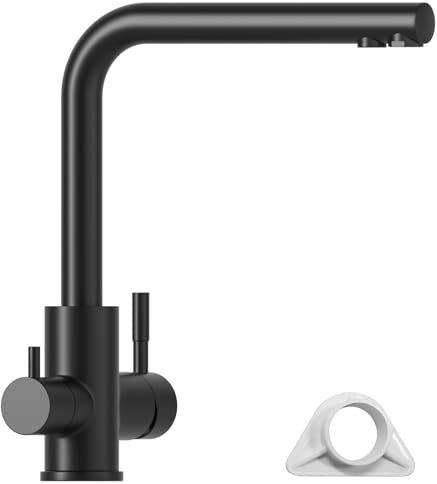 APPASO Rubinetto da cucina a 3 vie, miscelatore da cucina per impianto di osmosi, rubinetto ad alta pressione 3 in 1, rubinetto potabile con 2 leve, nero