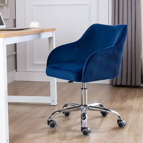 YESGIGA Verstellbare und rotierende Samtstühle für Zuhause, Büro, Freizeit und Make-up (Dunkelblau)