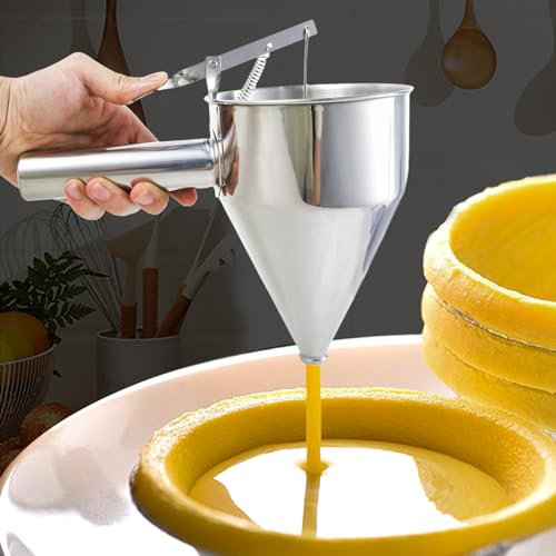 Distributore di pasta per pancake, in acciaio inox, 40 once, capacità, per cupcake, imbuto versatile, con supporto per pancake, cupcake, waffle, xiangbaoshang(Tuba)
