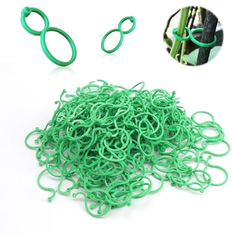 WJUAN Pflanzenclips 400 Stück, Grün Plastik, Pflanzenhalter, Einfach zu verwenden, Erschwinglich, Langlebig, Blumen Klammer, Geeignet für Rosen, Gurken, Tomaten