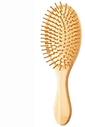 Cepillo de bambú para desenredar el cabello, reduce el encrespamiento para masajear el cuero cabelludo