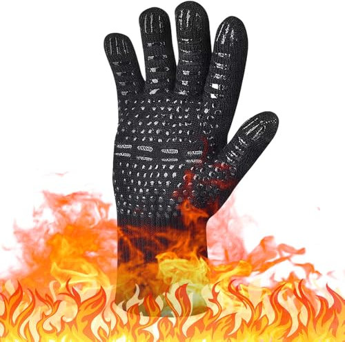 1 paire de gants de barbecue résistants à la chaleur et au feu, gants de barbecue antidérapants en silicone pour la cuisine, la pâtisserie, les accessoires professionnels pour la cheminée, le barbecue