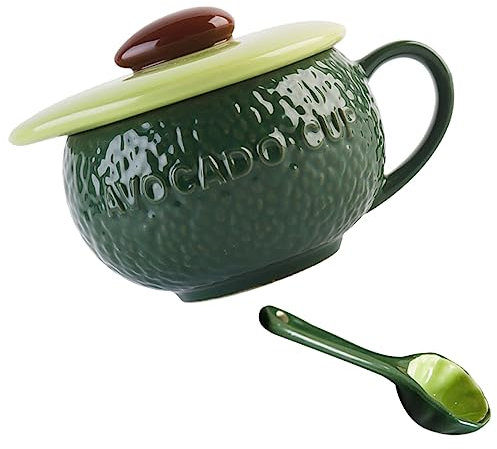 LALADEFIEE Tazza Avocado in Ceramica Tazza Per Cereali Colazione Per Bevande Multiuso Per Uova Al Vapore Adatta Per Caffè Tè e Cereali
