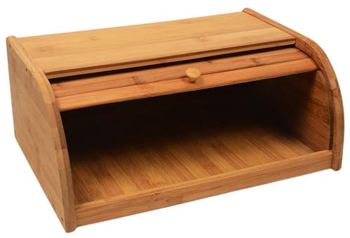 Pasdrucn 40x27x17.3cm Brotkasten Bambus, Brotkasten Groß Mit Rolldeckel Braun, Brotaufbewahrungsbox, Knäckebrotbox, Brotbox Küche, Brotkorb Mit Deckel, Brotkorb Bambus Für Jede Küche (A)