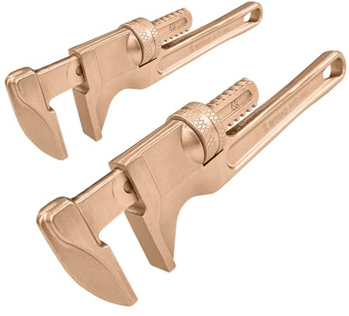 WEDO Lot de 2 clés à pipe droites non étincelantes, clés de plombier robustes 254 mm, 350 mm, cuivre béryllium, non magnétique, certificat BAM et FM, clé de plomberie réglable