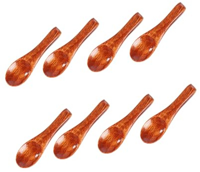 Mini Cuillères en Bois,8 PCS Petites Cuillères à Sel et à Pices de 6cm Naturel Cuillères à Condiments Petite Manche Court Ustensiles de Service en Bois pour Sauces Sel Sucre Épices Café