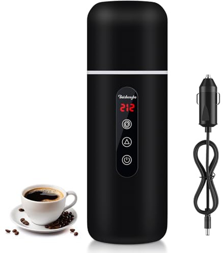 Car Kettle,Portable Electric Travel Kettle,12V/24V Car Coffee Warmer,420ML Hot Water Boiler,Small Hot Water Heater, Mini Hot Water Boiler with Built-in Magnetic Induction Stirring for Tea Coffee Milk