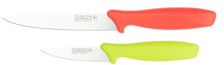 Rockingham Forge 2 Piece 8007 Essentials Range Utility Knife Set, Includes a 9cm Paring Knife & a 12cm Utility Knife, Green and Red Handles
