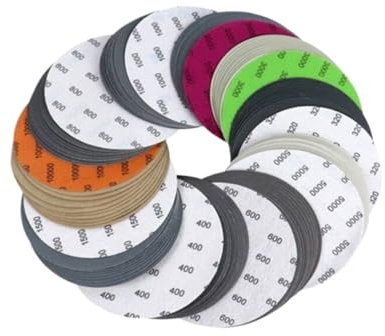 Dunxiles Schleifscheiben 6 Zoll (150 mm) Wasserdichtes Klett-Schleifpapier, Körnung 320–10000, Zum Nass-/Trockenschleifen Und Polieren, 100 Stück, Schleifwerkzeuge