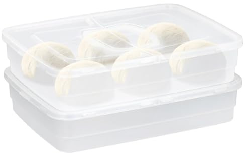 YOFAPA Lot de 2 bacs à pâte pour pizza, plateaux de fermentation pour pâte à pizza, récipients de rangement transparents et durables, moules à pizza de grande capacité et poignées