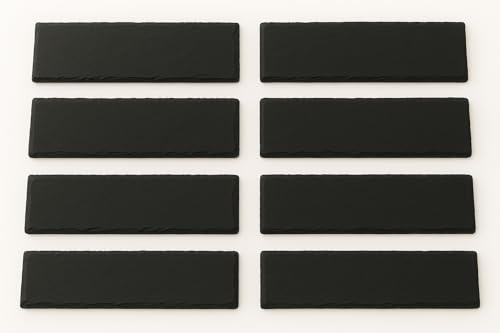 hausleben Schieferplatten 15x5 cm 8er Set – Servierplatten Sushi Tapas Käse | Natürliche Servierbretter aus echtem Schiefer für Fingerfood & Snacks – Servierset für Zuhause & Gastronomie