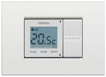 Perry 1CR CDG02 Cronotermostato Digitale Giornaliero da Incasso 2 Moduli | Serie DADO, Civili