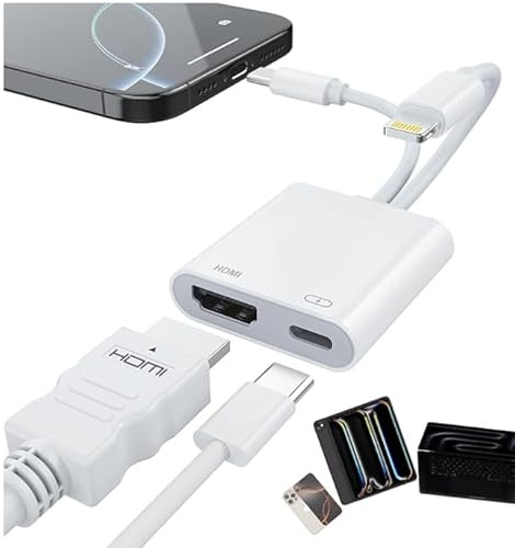 Adaptateur USB-C et Lightning vers HDMI pour iPhone iPad vers TV [certifié MFi], écran de synchronisation 4K @ 60 Hz Apple Lightning vers adaptateur AV numérique pour MacBook, iPhone 16/15, iPad vers