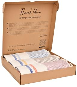 Tadussi Strandtuch & Saunahandtuch XXL Fouta Hamamtuch 100x200 cm – 100% Baumwolle - 3er Set Medina (Blau Orange Gelb)