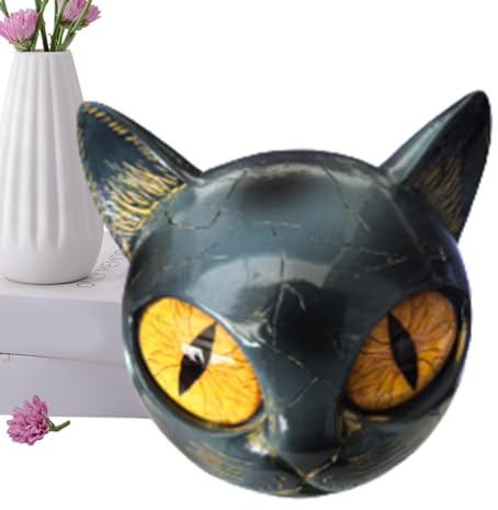 Generico Statua Gatto | Figurina Gattino Nero - Animale in Resina per Ingresso Scrivania Mensola Sala da Pranzo Camera Armadietto Festa Compleanno Regalo