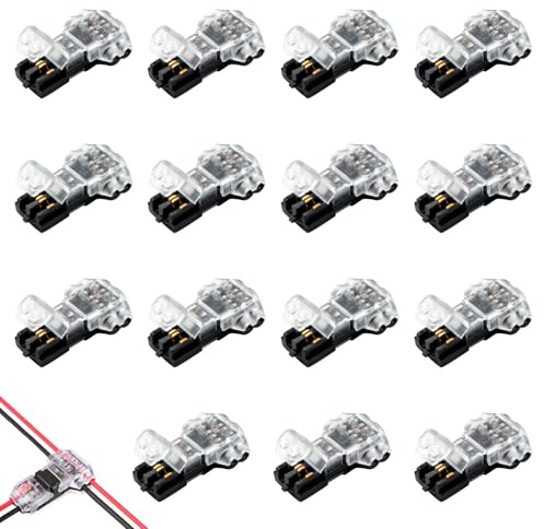 15 Piezas Conectores de Cable de Empalme Rápido Tipo T Piezas, Conectores de Cable 20/22AWG, Empalme Rápido sin Soldadura, Conectores Eléctricos Resistentes al Agua para Iluminación LED, Automóvil